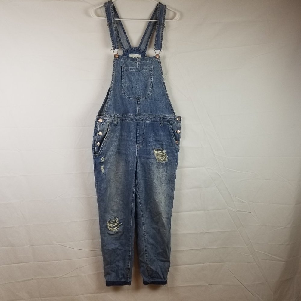 Forever 21 Womens Sz 30 Distressed Jean Overalls